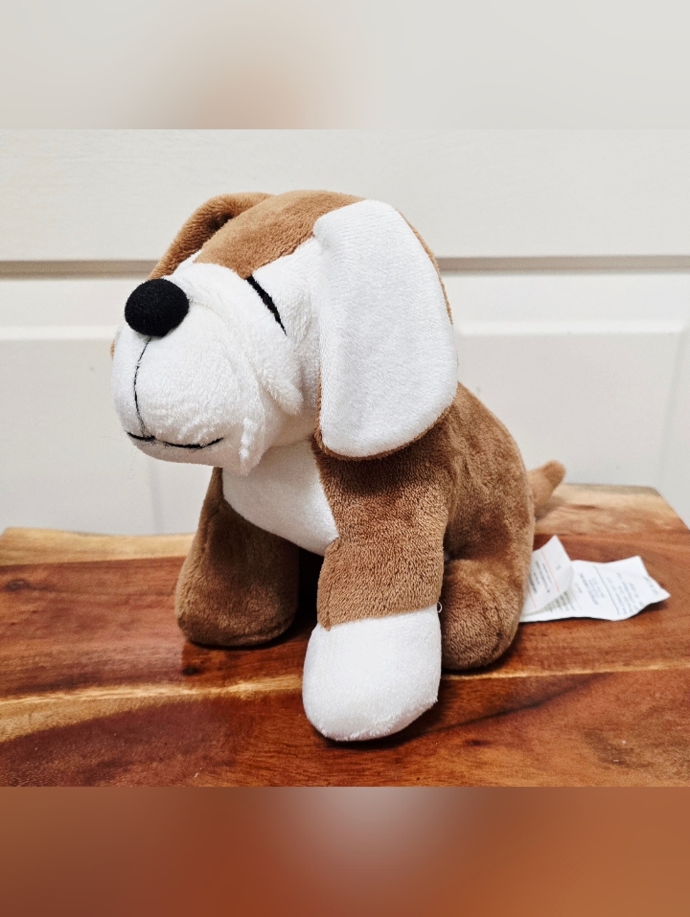 Compass Brand Plush Dog Door Stopper- Brown & White Soft Puppy-NWT